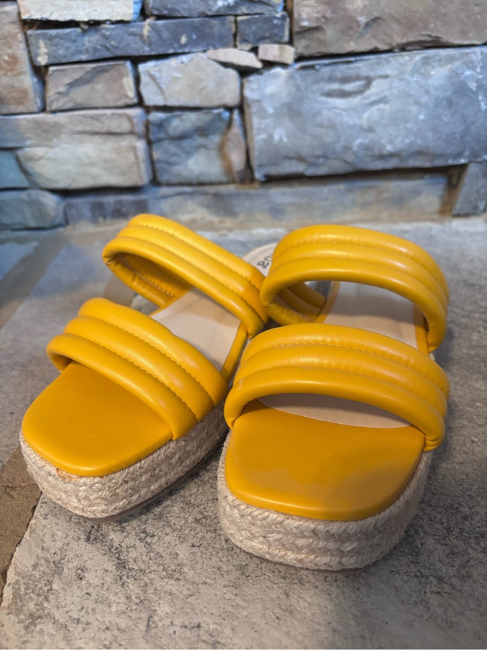 Diba Yellow Double-Strap Espadrille Slide Sandals